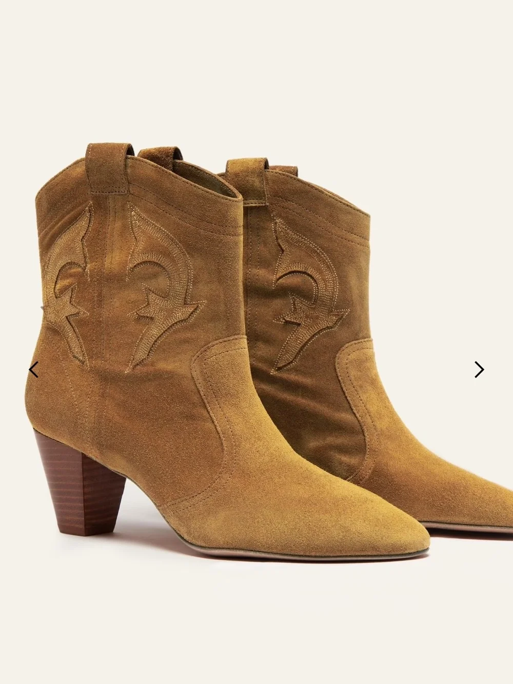 ba&sh Tan Suede Western Ankle Booties Casey